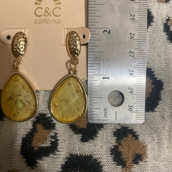 C&C California Gold Earrings with Synthetic Opal Specks - Picture 3 of 4